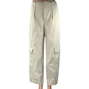 All:Row Women's Cream White Wide Leg High Waist Cargo Trousers Pants Size S
